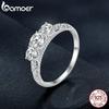 BAMOER 1.1CT Round Moissanite 14K Gold Plated Ring for Women D Color VVS1 EX Lab Diamond Engagement 925 Sterling Silver Ring