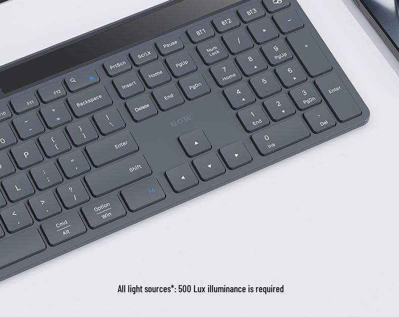 Беспроводная Bluetooth-клавиатура BOW Hangshi H382 с питанием от солнечной энергии, 108 клавиш, универсальная для ноутбуков и планшетов