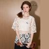 Coolhut Palace-Style Crochet Retro Hollow-Out Blouse Lace 2025 Summer Women's Knitted Short-Sleeve Layered Top