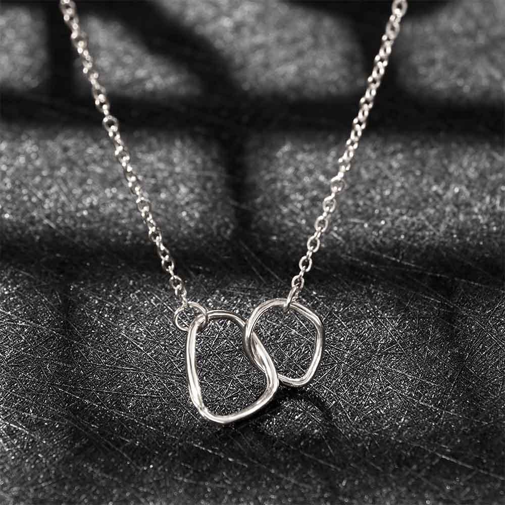 Ladies Women Temperament Double Ring Geometric Simple Choker Clavicle Chain Necklace Neck Chain