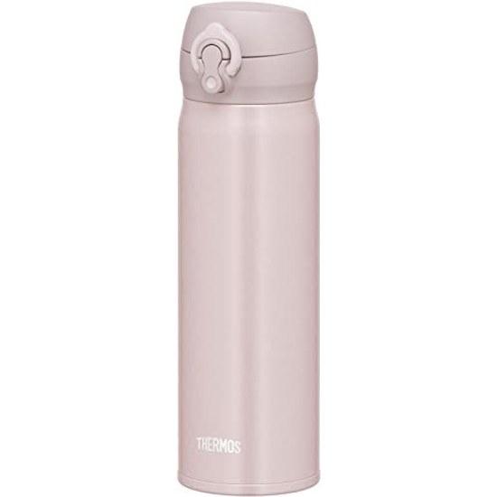 Термос Thermos с вакуумной изоляцией, портативная кружка, 0,5 л, бежево-розовый, легко моется, съемный питьевой носик, легкий, открывается одним касанием, стальная бутылка, изоляция BEP