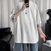 Мужская футболка Клетчатый Пэчворк Круглый вырез 3/4 рукава Однотонный Уличный стиль Весна Лето Свободная футболка Топ Мужская одежда