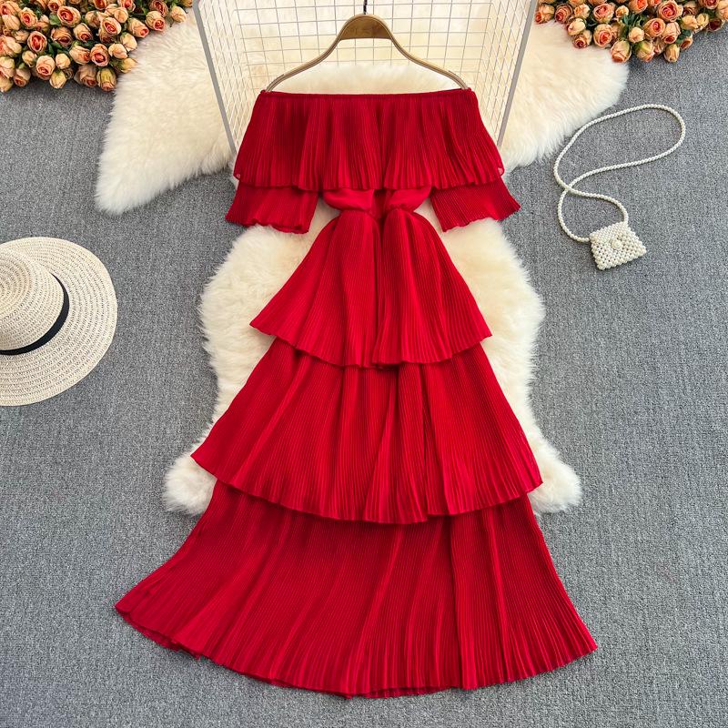 Элегантное летнее пляжное платье на одно плечо с оборками