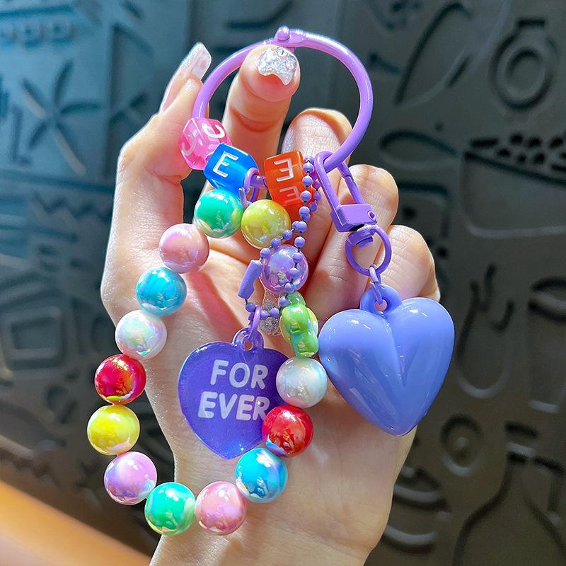 Handmade Luxury Tassel with Love Pendant Candy Cute Glossy Bag Charm Creative Accessory Bag Charm