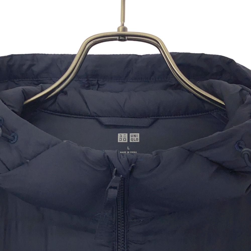 Uniqlo Seamless Down Jacket L Navy Hood Women Used