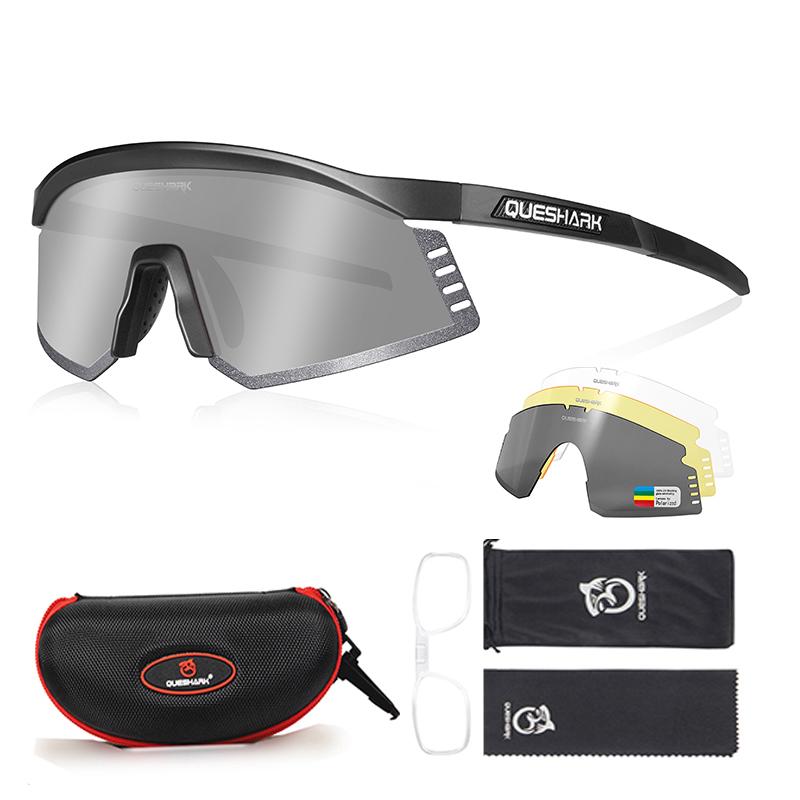 Queshark 4 линзы/набор, мужские и женские поляризационные солнцезащитные очки для велоспорта, спортивные MTB велосипедные очки, очки для езды на шоссейном велосипеде, очки QE58-01