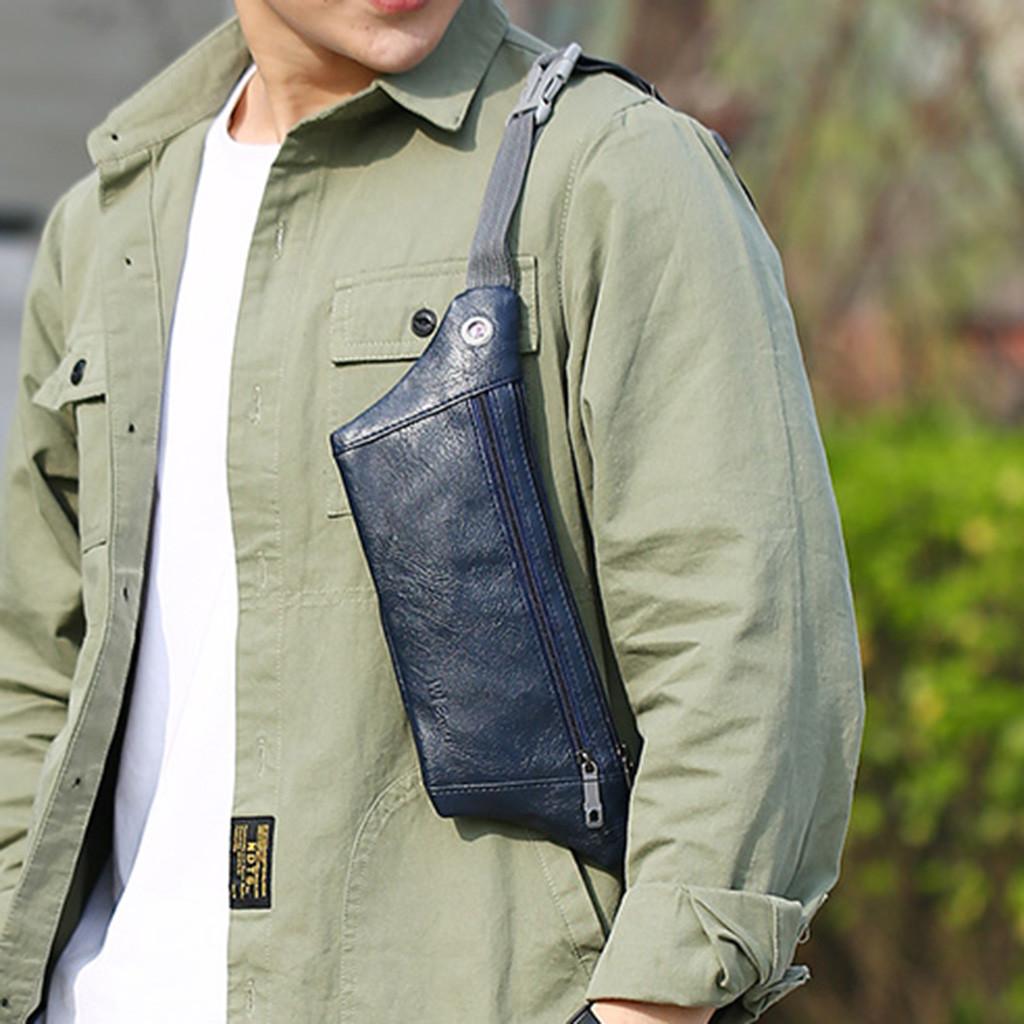 Мужские поясные сумки Нагрудная сумка Сумка-мессенджер Один телефон Кожаные сумки