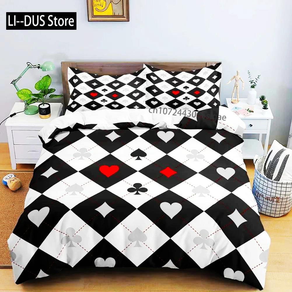 Покер King Queen Пододеяльник Современный комплект постельного белья для карточных игр Геймерский игровой пододеяльник Покрывало для азартных игр Спортивная одежда Полиэстеровый пододеяльник