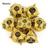 7 Pcs Yellow Black Meteor Hammer Metal Dice Solid Metal Polyhedral Dice Set Suitable for Role-Playing RPG Board Game Card Game