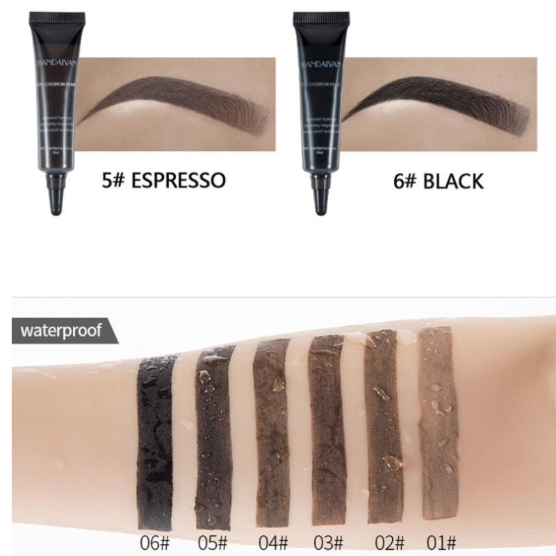 6 цветов Косметика для бровей Зубная паста Водостойкая татуировка бровей Натуральная долговечная краска для макияжа Крем для бровей