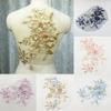 1PC Embroidered Sewing On Patches Handmade Pearl Flower Sewing Patch Dress Clothing Decoration 33X26CM