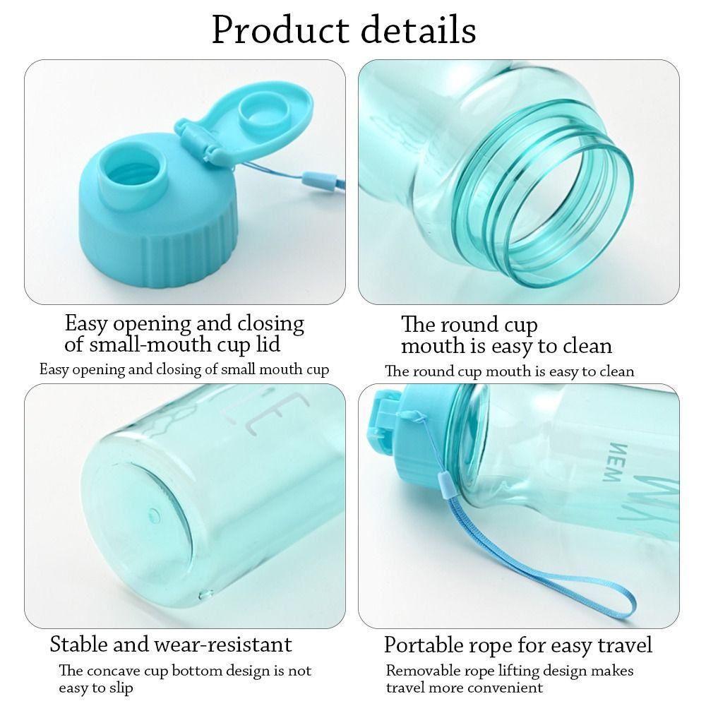 550ml Portable Multi-color Transparent Plastic Water Bottle Large Capacity Water Cup