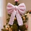 Большой розовый пушистый бант Декор на День святого Валентина для упаковки подарков Верхушка для рождественской елки Милое романтичное украшение для стены/двери