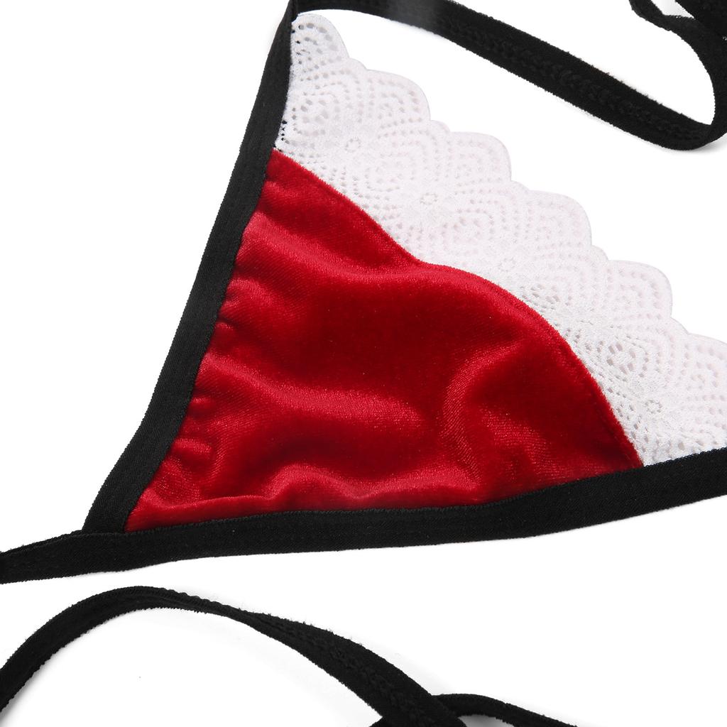 Мужской купальник бикини из 2 предметов, сексуальный бюстгальтер, стринги, рождественский бархатный кружевной костюм, одежда для выступлений гей-исполнителя, эротическое нижнее белье