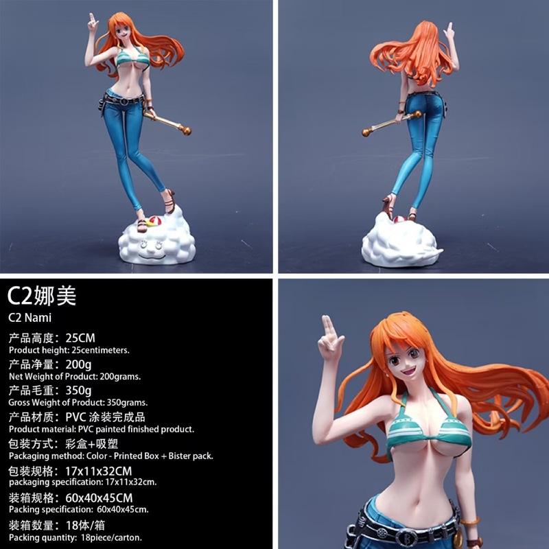 C2 Нами One Piece Аниме GK Фигурка 25 см ПВХ Раскрашенная Статуя Декор для стола Коллекционная Модель Игрушка Подарок для фанатов аниме Отаку