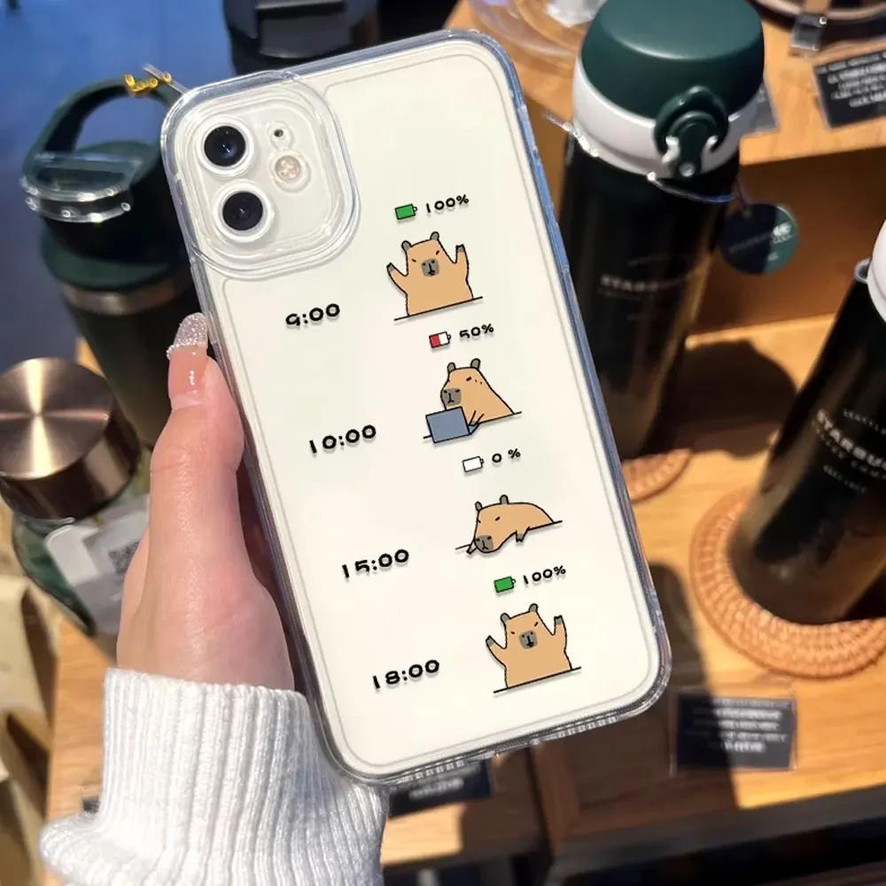 Чехол для телефона с милым мультяшным капибарой для Iphone 12 13 11 14 15 Pro Max X XS MAX XR 7 8Plus SE2, мягкий чехол с забавной парой животных, чехлы