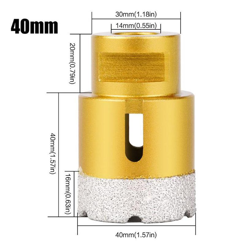 Резьбовое паяное алмазное сверло для бурения отверстий, сверло для угловой шлифовальной машины M14 для керамической плитки, мрамора, гранита, кирпича 6-65 мм
