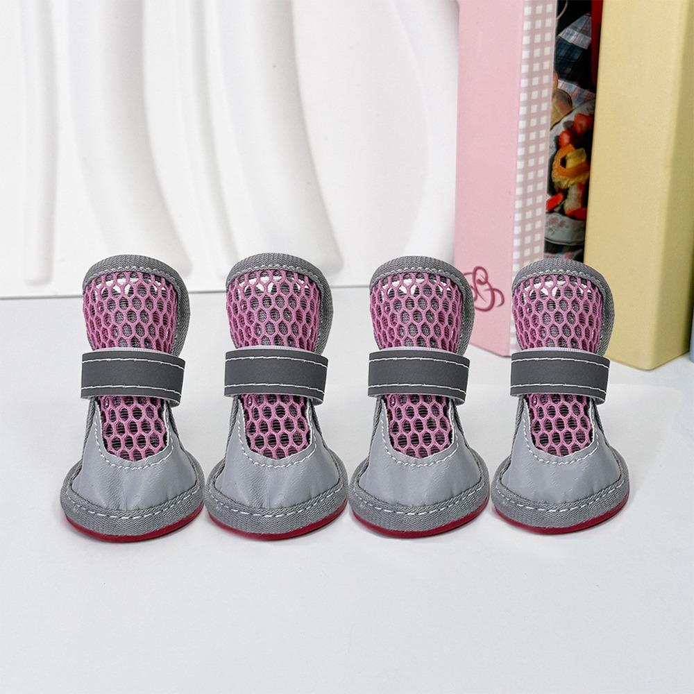 4Pcs Breathable Pet Net Boots Non-Slip Puppy Foot Covers Dog Paw Protectors Hot Pavement