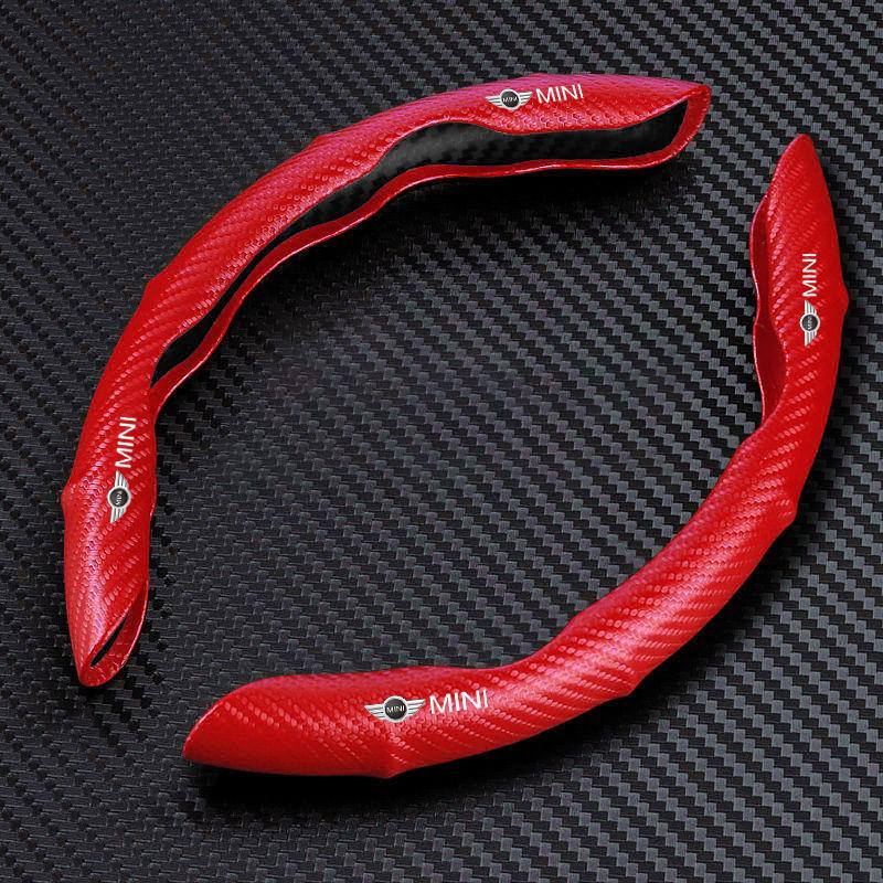 2pcs Carbon Fiber Non-Slip Steering Wheel Cover Car Accessories For BMW Mini Cooper F54 F55 F56 R56 R60 SONE Roadster Clubman Coupe