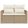 2 Seater Garden Sofa with Cushions Beige Poly Rattan