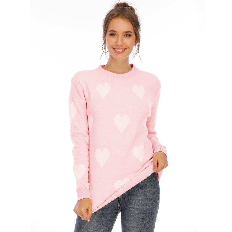 Women's Autumn and Winter Loose Love Crewneck Pullover Knit Sweater