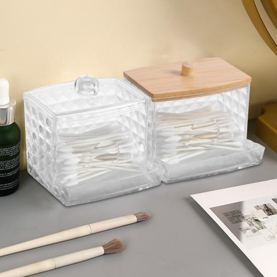 Коробка для хранения ватных палочек, держатель ватных шариков, прозрачный пылезащитный, большой емкости, зубочистки, диспенсер для зубной нити, футляр для хранения