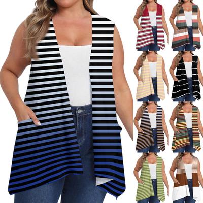 Женский оверсайз свободный повседневный жилет без рукавов с принтом и карманом, кардиган-жакет