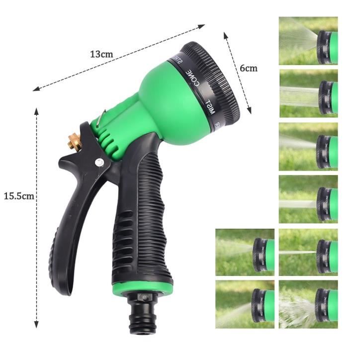 JIATZOCN Watering Guns - 8 Different Models - Connects To a Standard Garden Hose-Green