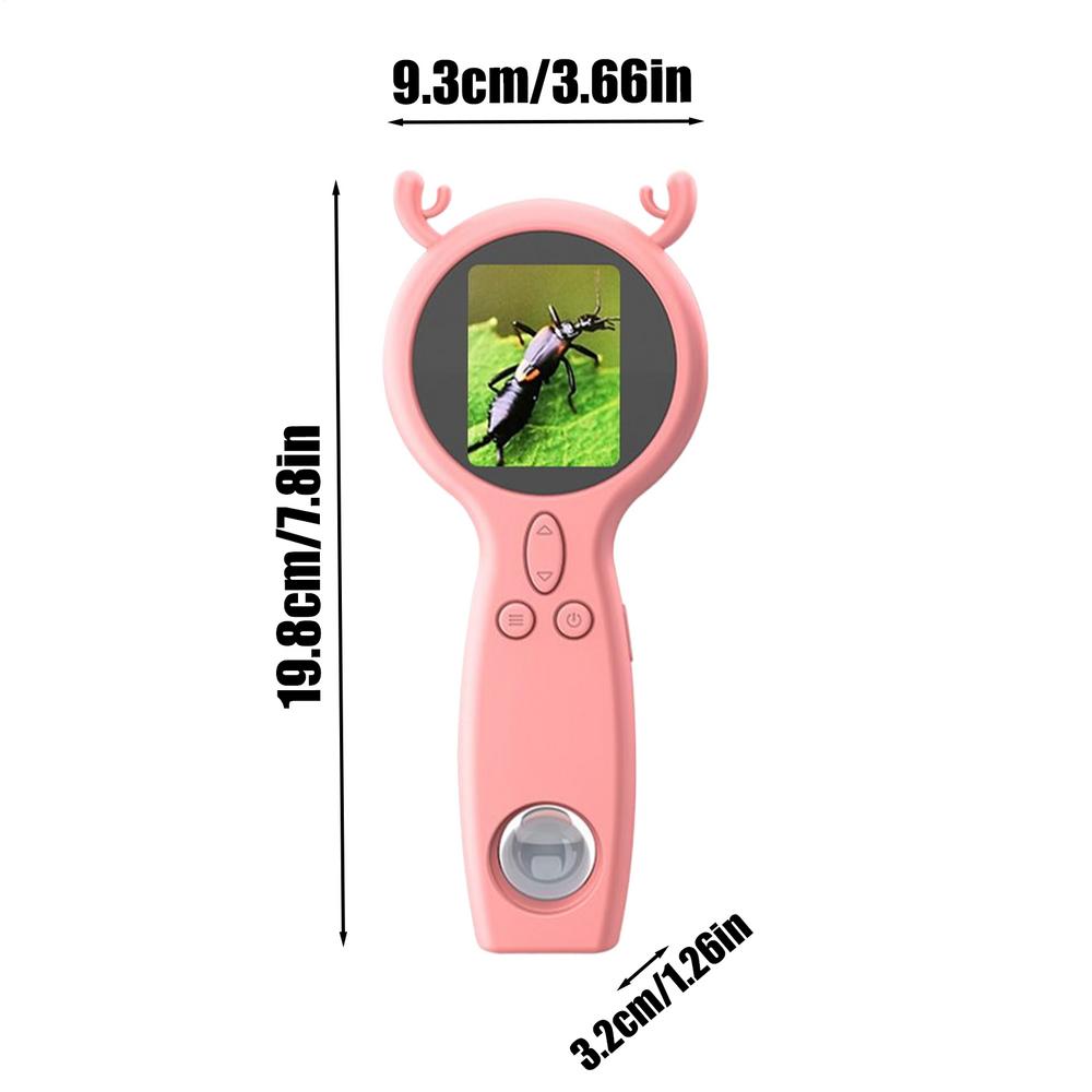 Portable Microscope For Kids 50X Portable Digital HD Magnifier Two Lens Multi-Functional Magnifying Glass Supports Photo And