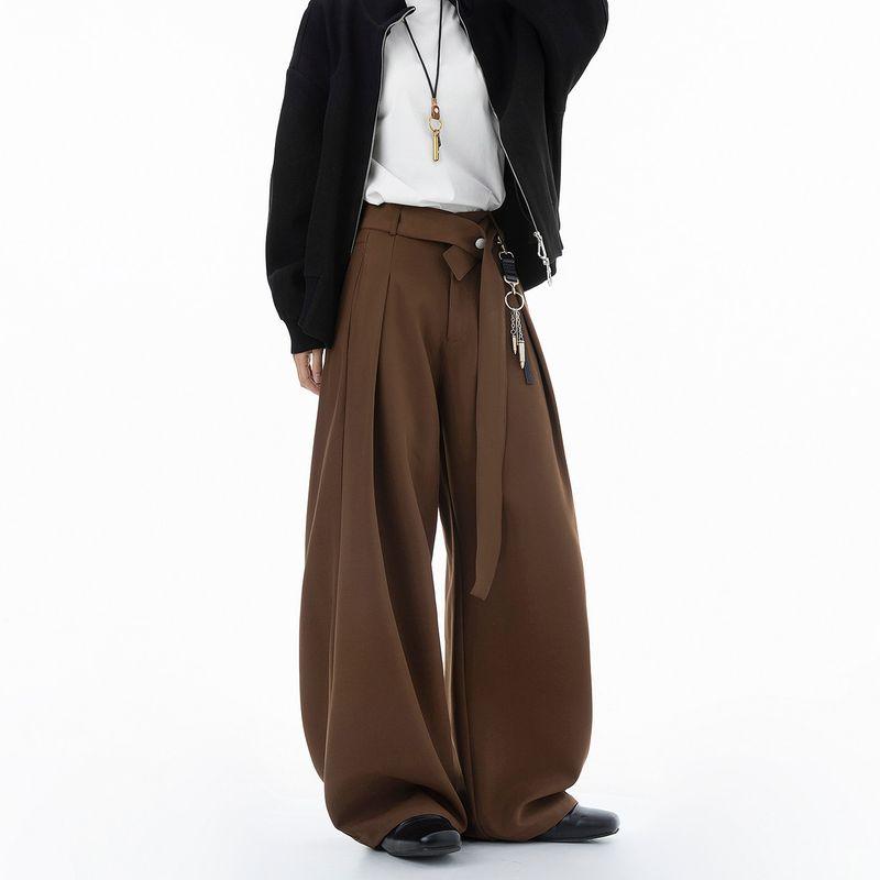 Dream Made Amber Flowing Pleated Drape Effect Men's Trousers for Autumn and Winter, Straight Loose Wide-Leg Pants