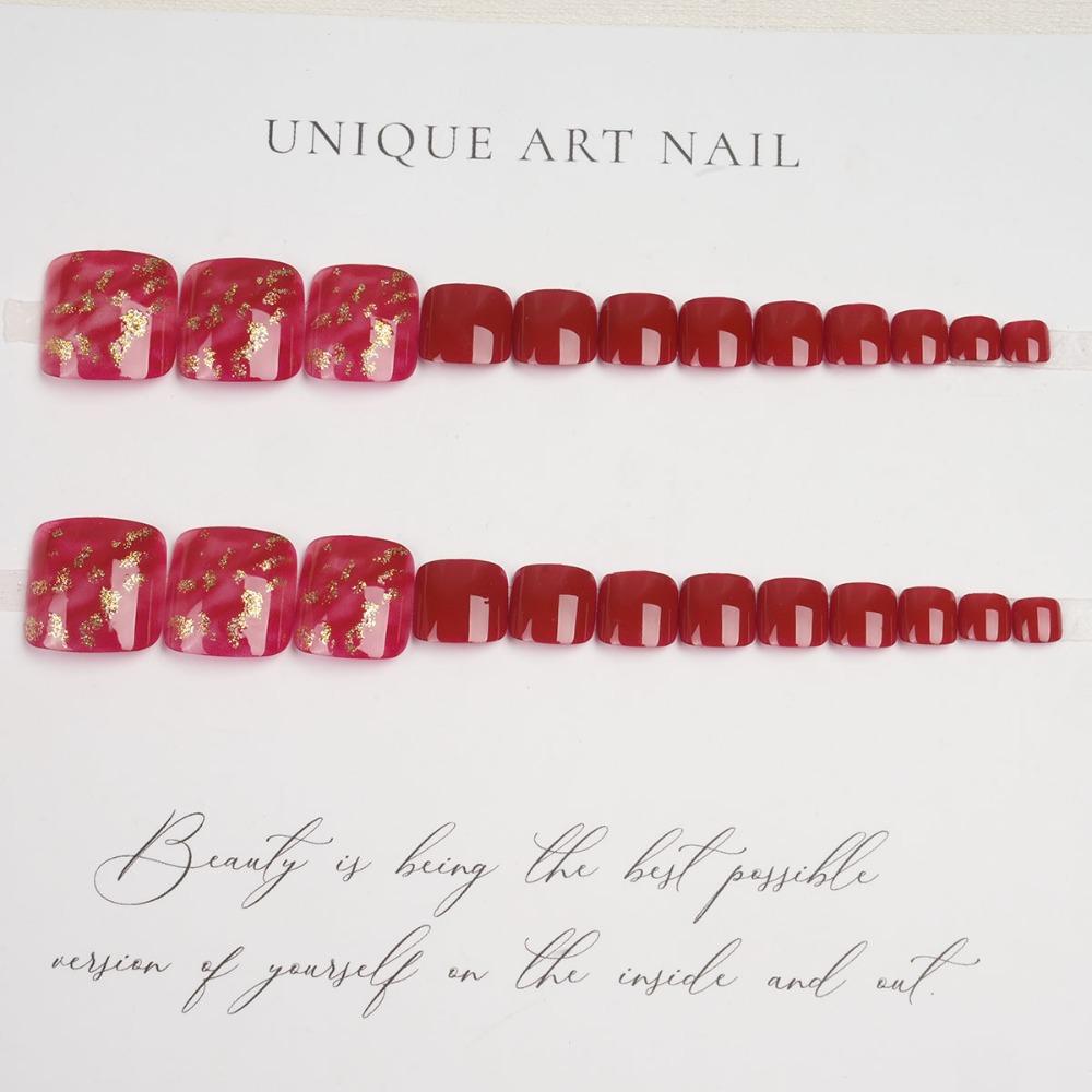 Искусственные ногти Накладные ногти на ногах Квадратная головка Нажмите на ногти Модные накладные ногти для девочек