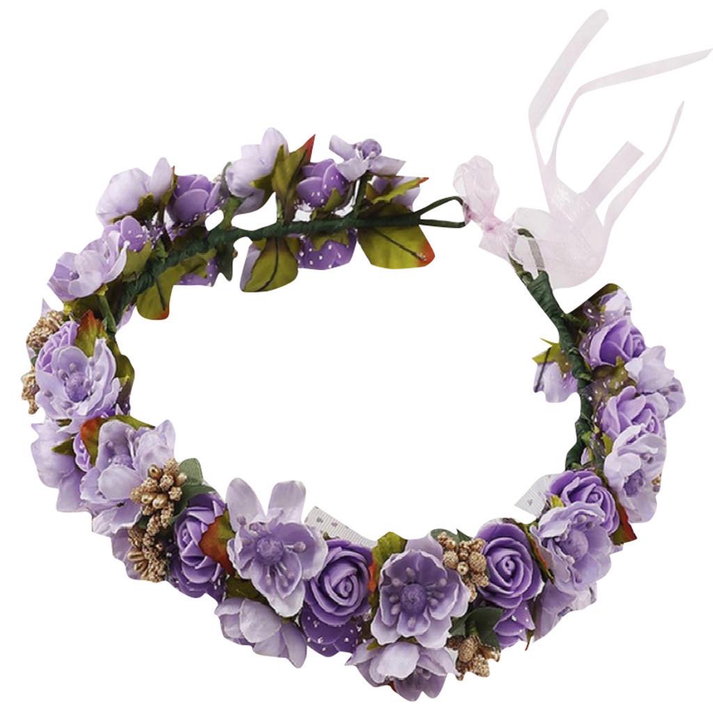 Women Bridal Flower Garland Headband Flower Crown Hair Wreath