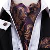 Mens Ascot Tie Set Paisley Cravats Red Black Blue Gold Pink Silk Vintage Scarf