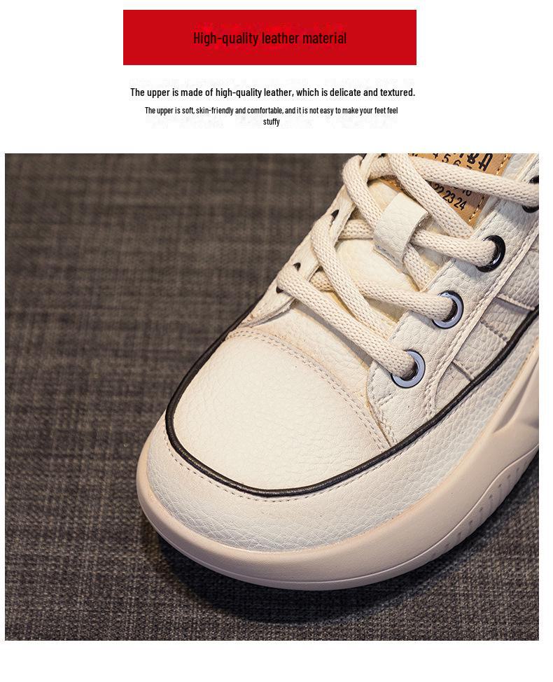 Летние новые ретро-кеды из кожи с мягкой подошвой 2025 года с увеличением высоты на 4 см