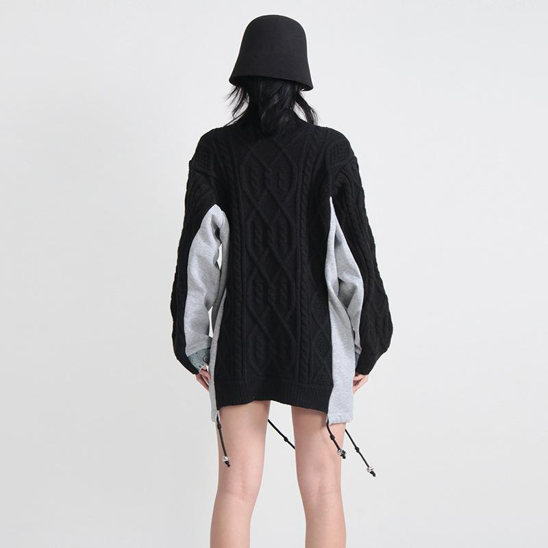 European High-End Denim Patchwork Knit Lazy Sweater, Autumn/Winter 2026 Collection