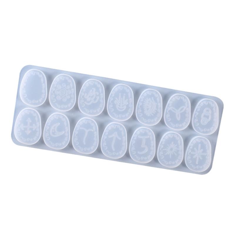 Crystal Rune Stones Silicone Molds Resin Molds Runes Symbol Crystal Molds for Resin Divination Letter Epoxy Mold