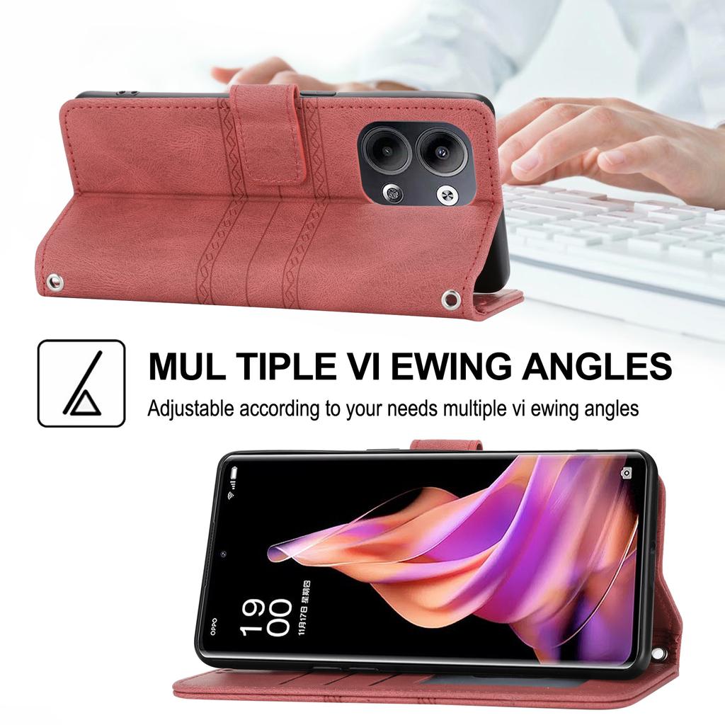 Для Oppo Reno13 5G (Глобальный) Чехол-кошелек из кожи с тиснением, приятный на ощупь, чехол для телефона