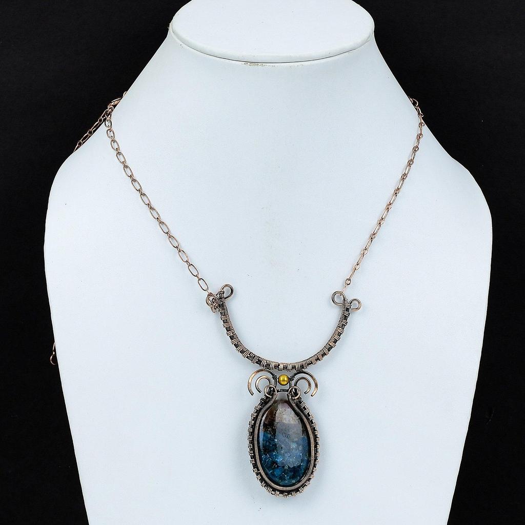 Ожерелье с арбузом и турмалином, медная проволока, ювелирные изделия из драгоценных камней, регулируемое ожерелье, ожерелье ручной работы, ожерелье из медной проволоки для подарка