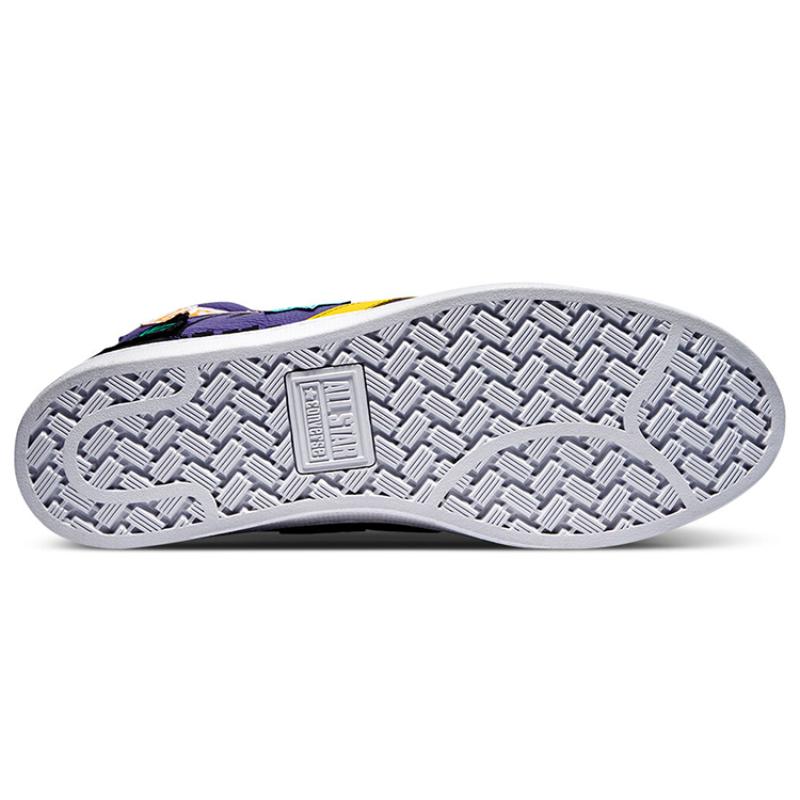 Chinatown Market x Converse Cons Pro Leather Hi 'Куртка Чемпионата Лейкерс' Лейкерс Высокие Кеды для Скейтбординга Унисекс Фиолетовый Желтый