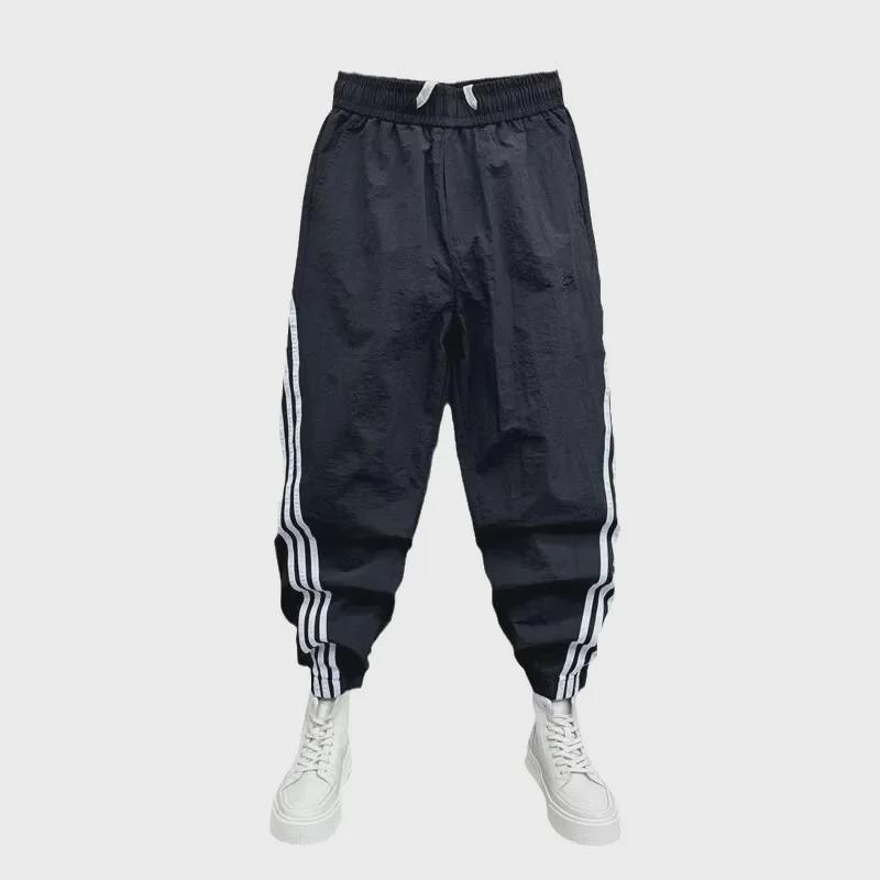 2024 Men's Quick-Dry Striped Autumn Casual Splice Pants - Trendy Loose 9-Point Sports Style