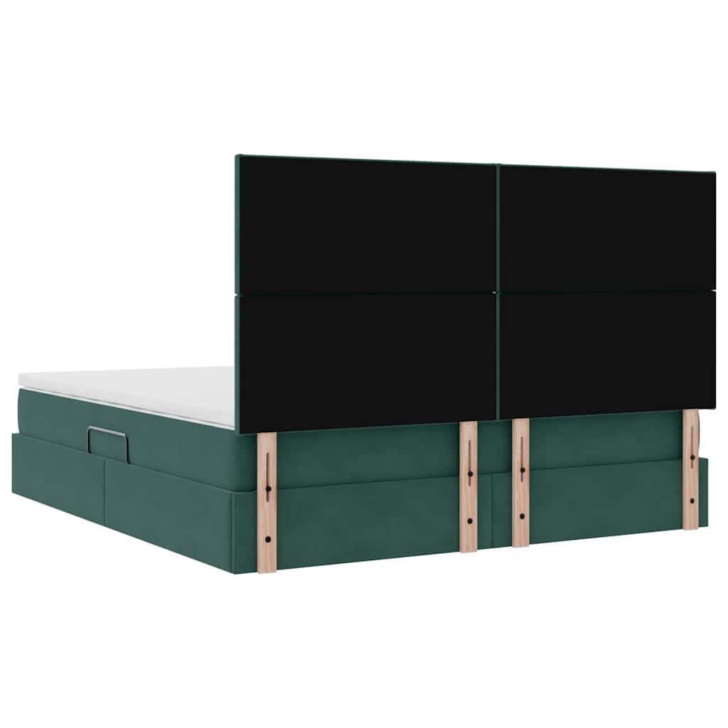 Storage Bed with Mattress Dark Green 160 x 200 cm Velvet