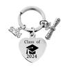 Stainless Steel Graduation Keychain Key Rings Stylish Key Jewelry Graduation Keychain Suitable for 2024 Graduates