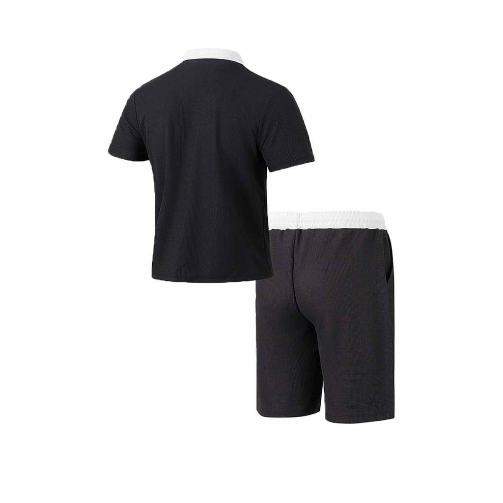 Мужская летняя однотонная рубашка с коротким рукавом и лацканами на пуговицах, комплект из шорт