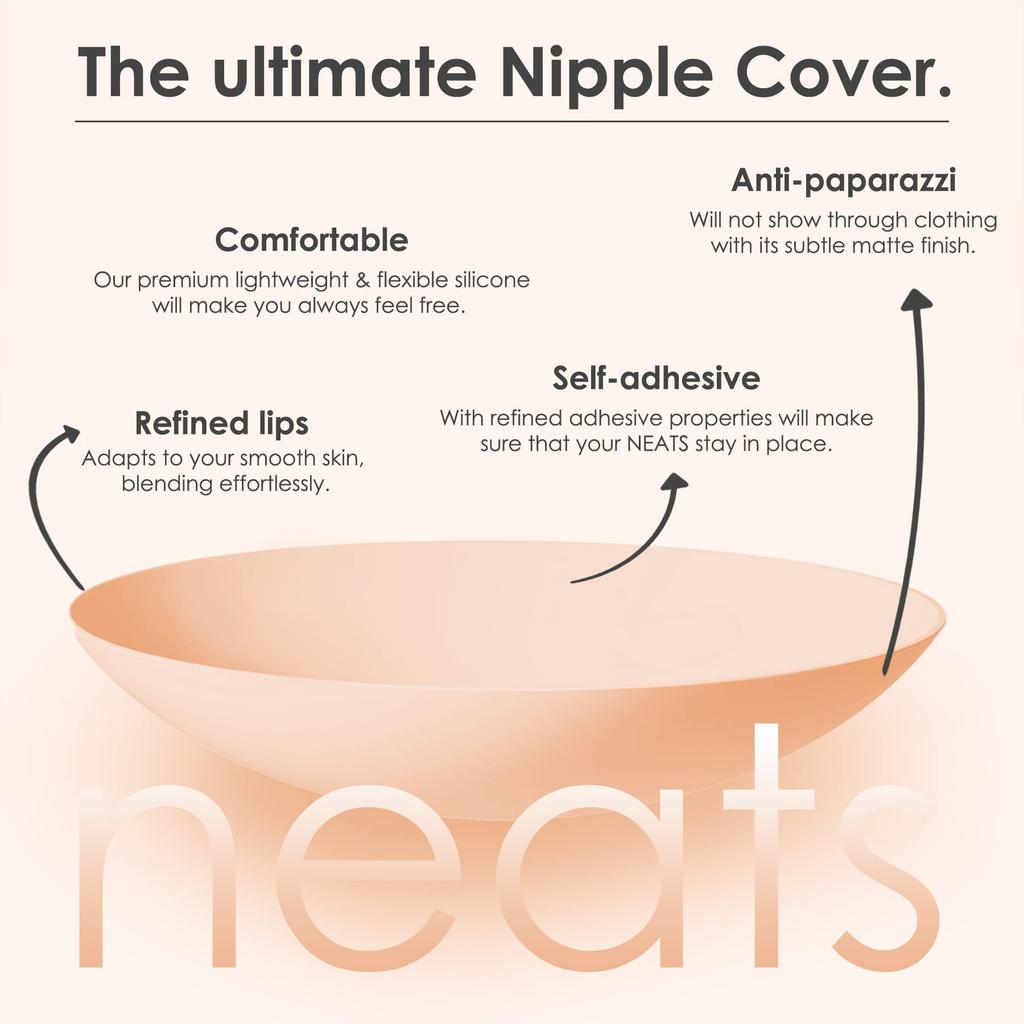 NEATS Nipple Cover 2 Reusable Hypoallergenic Sticky Adhesive Silicone Breast Strapless Bra Nipple Pasties for Dress or Lingerie Breast Concealer Pasty