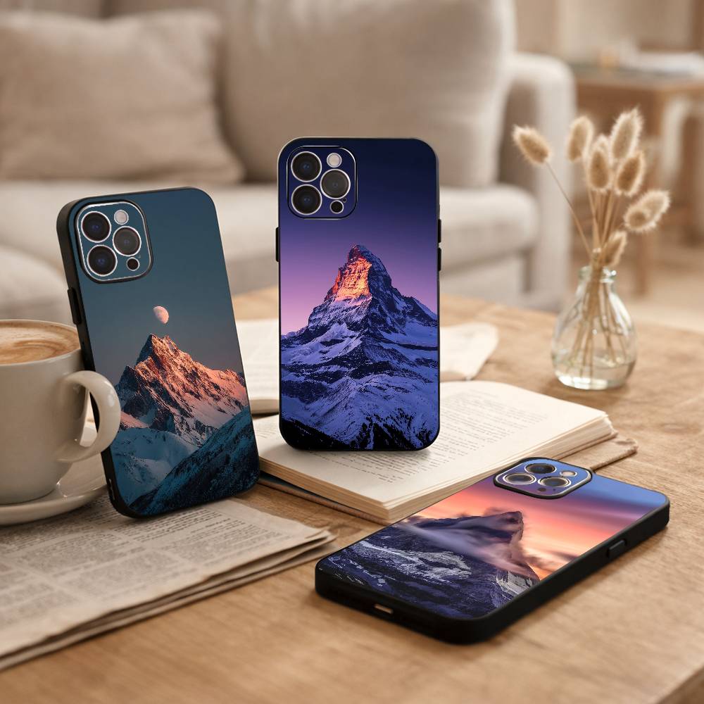 Z-Zermatt Matterhorn S-Swiss Mountain Phone Case For iPhone17,16,15,14,13,12Plus,Pro Max,XS,5G Soft Silicone Black Cover