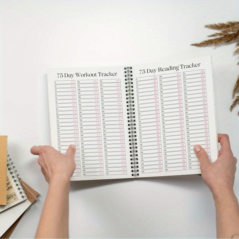 Планировщик фитнес-соревнований на 75 дней - спиральный журнал с ежедневными/еженедельными трекерами, трекер тренировок и привычек, мотивационный блокнот успеха