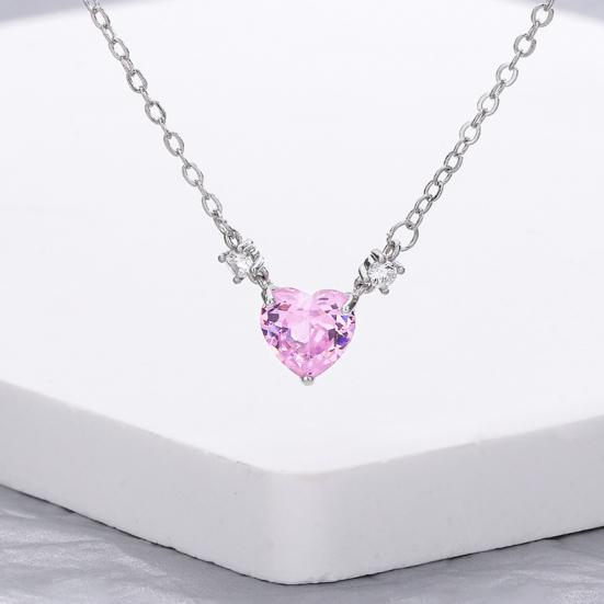 Women Necklace Elegant Temperament Hypoallergenic Gift Fashion Jewelry Shiny Faux Crystal Heart Pendant Ladies Clavicle Necklace for Dating