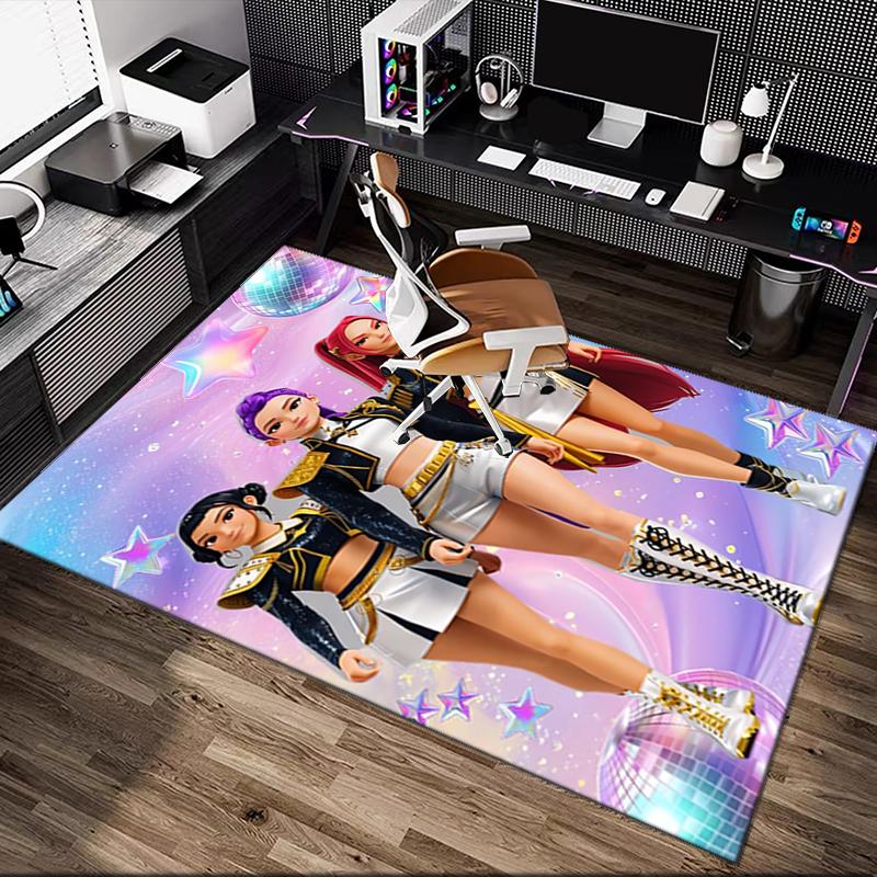 1pc Office Printed Area Carpet, Kpop Demon Hunters Rug, Home Sofa Chair Mat For Christmas and Halloween Décor