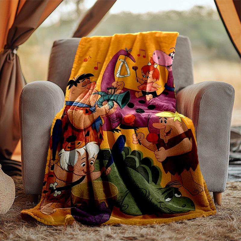 Flintstones Flannel Blanket Soft Warm All-Season Throw, Design for Camping, Car Travel, Hiking Sofa, Bed, Office Perfect Gift for Parties