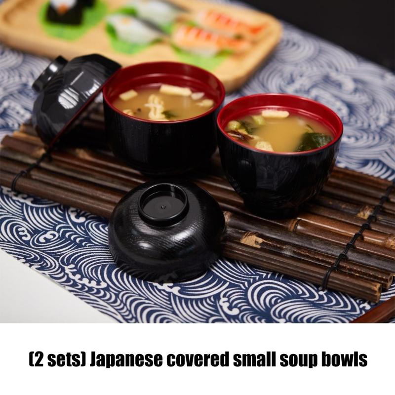 Japanese Style ABS Lidded Soup Bowl Feature Elegant Design Durable Materials for Family Use and Outdoor Activity